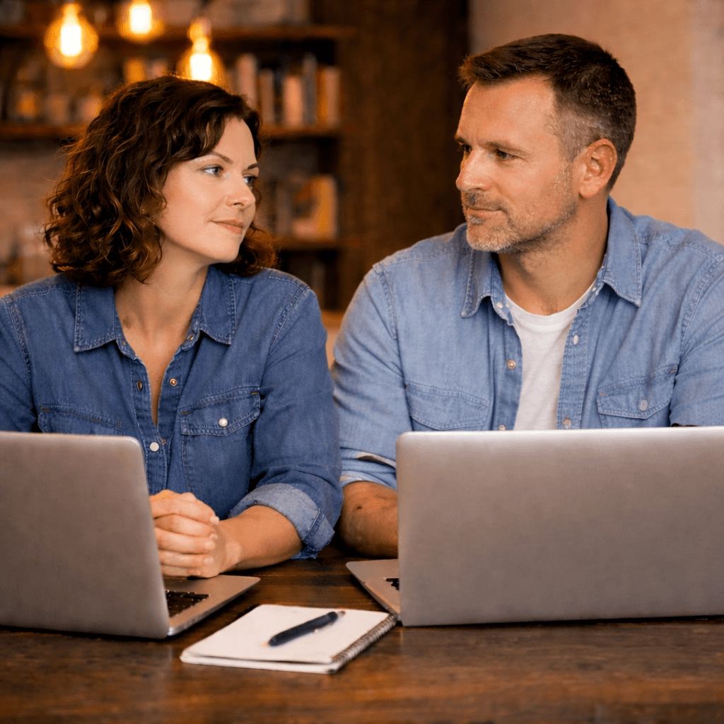 Couple having a mediation session with Flannel People Mediation - professional divorce and family mediators in Minnesota