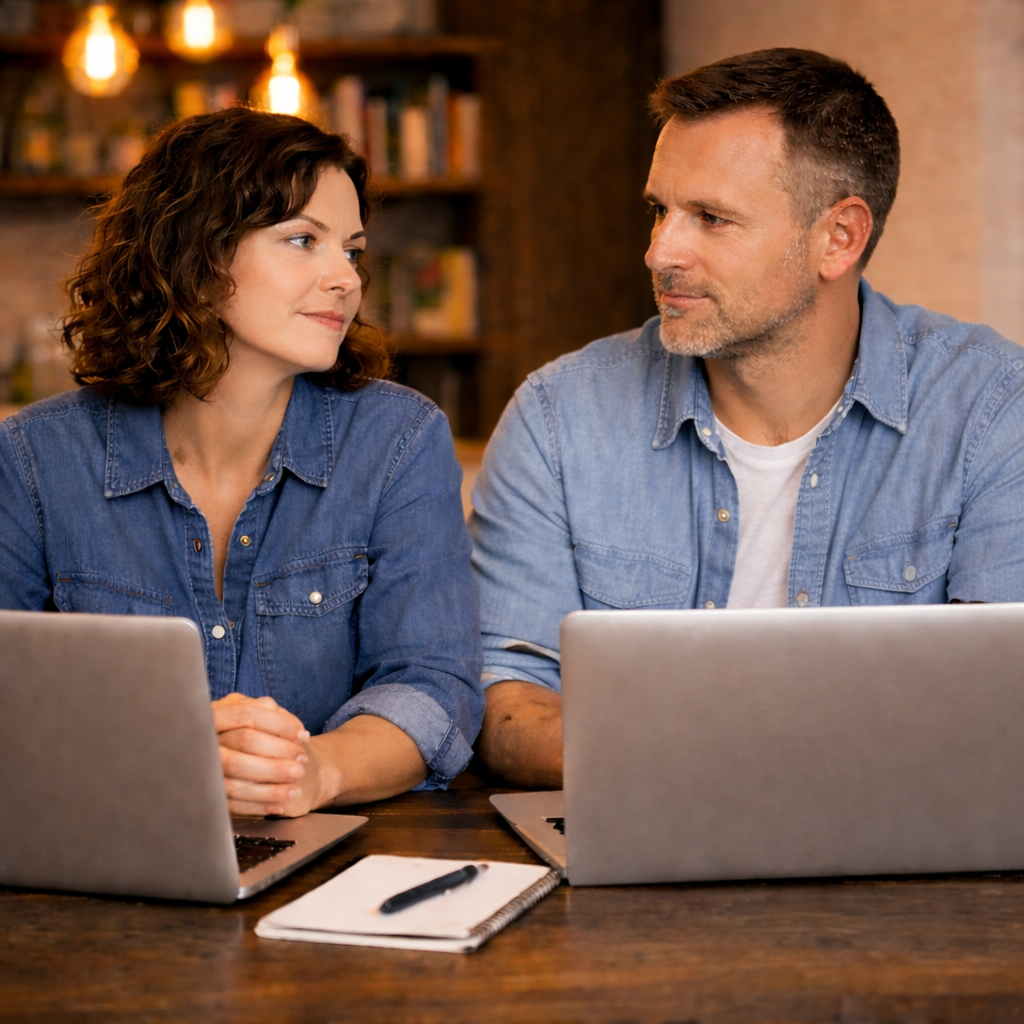Couple having a mediation session with Flannel People Mediation - professional divorce and family mediators in Minnesota